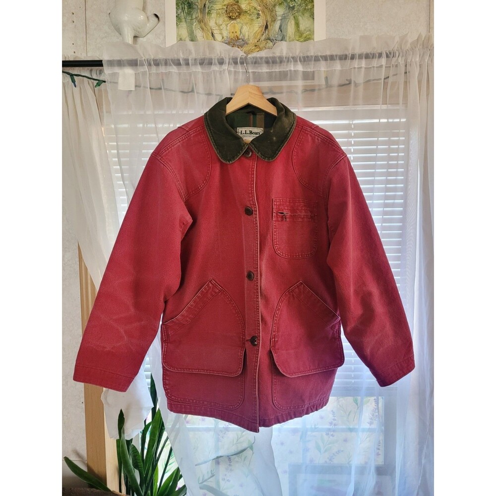 Vintage L.L.Bean PrimaLoft Barn Chore Coat Womens Medium Red Flannel Lined - Picture 7 of 15